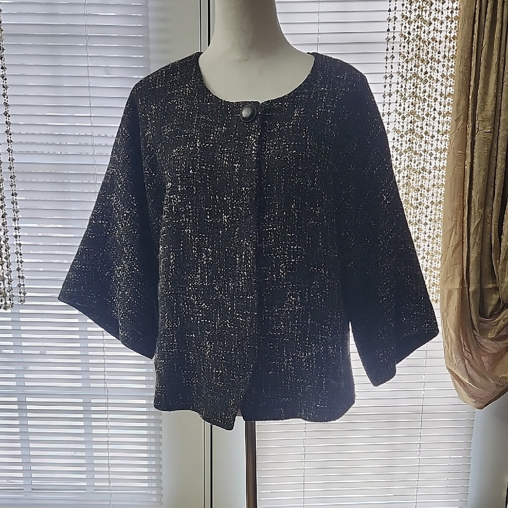 Anne Klein Black and Gold Tweed Jacket